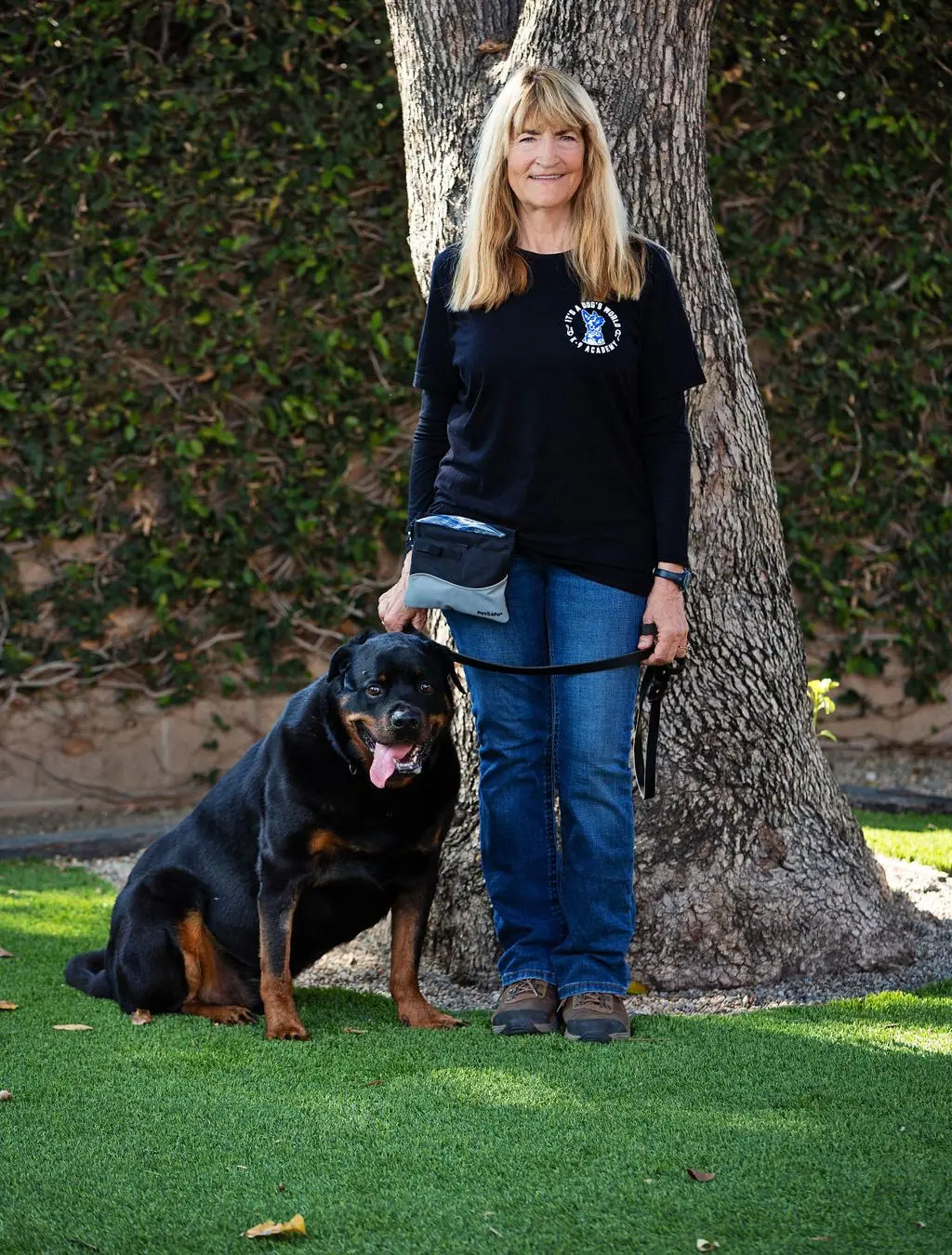 Karen Widaman with a trained dog