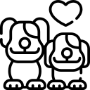 Icon of two dogs with a heart above them